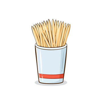 Illustration of a container filled with wooden toothpicks