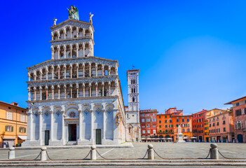Lucca, Tuscany, Italy. Chiesa di San Michele, sunny day.