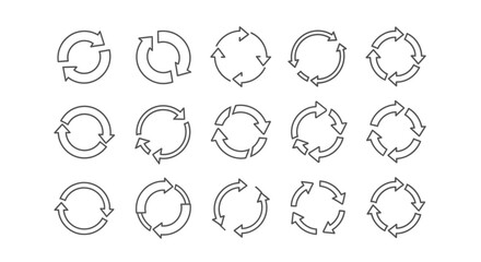 Fototapeta premium Grunge Circular Arrows Icon Set: Refresh, Recycle, and Process Symbols