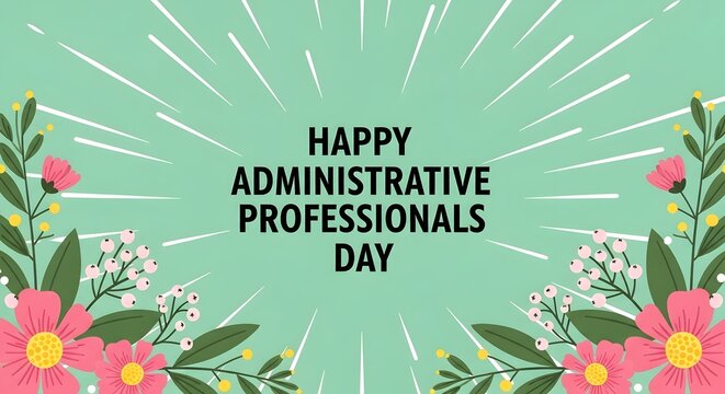 Happy administrative professionals day floral greeting card