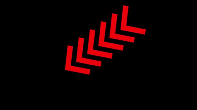 Modern abstract sliding arrows in yellow, red, and cyan for motion and speed concept. 4k
