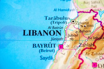 Fototapeta premium Detailed political map of Lebanon with Beirut and Tripoli for regional navigation.
