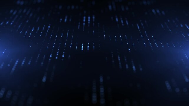 Blue glowing dots forming a subtle digital pattern with depth and motion, creating a futuristic abstract technology background with soft light.