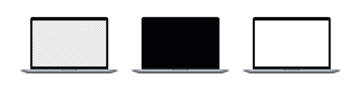Modern Laptop Mockup with Blank Screens Vector Realistic Set