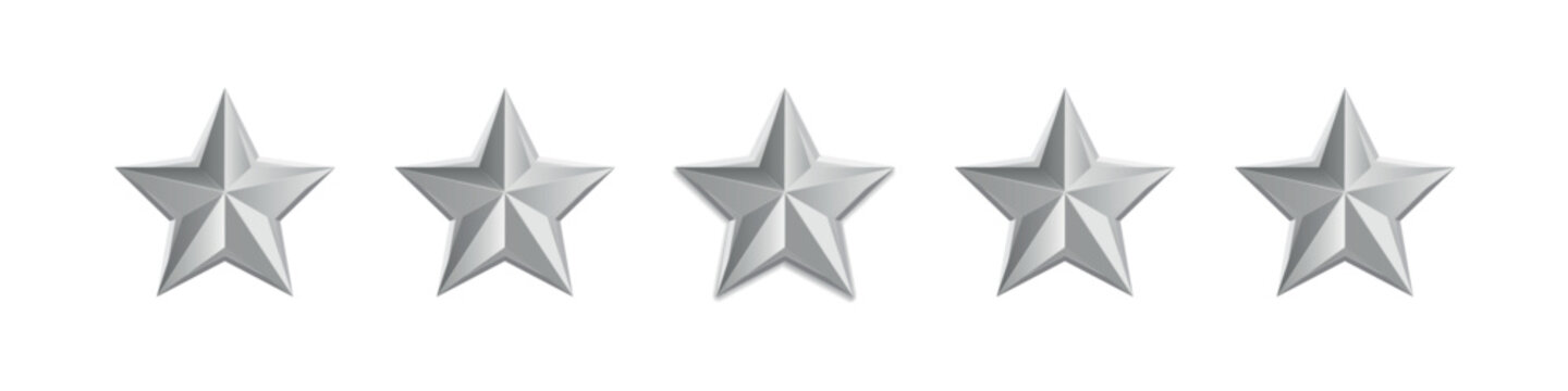 3D Shiny Silver Star Vector Icon Collection