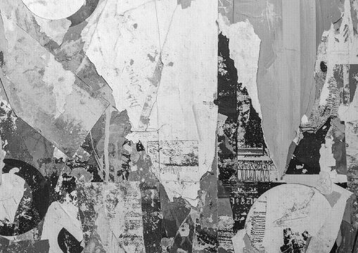 Large halftone mixed media collage texture with a transparent background