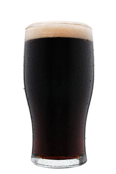 Glass of Stout beer against a white background