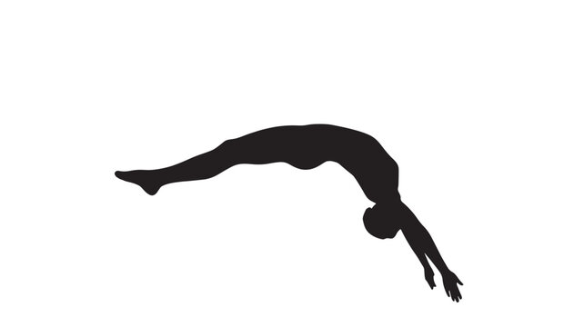 Silhouette of a Professional Diver Performing a Graceful Mid-Air Backflip Dive