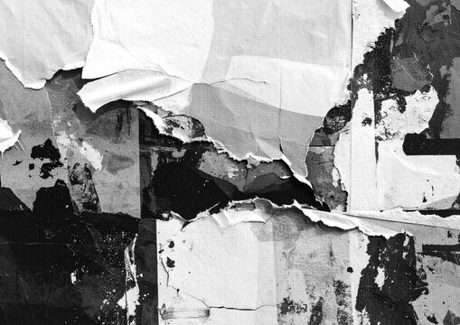 Large halftone mixed media collage texture with a transparent background