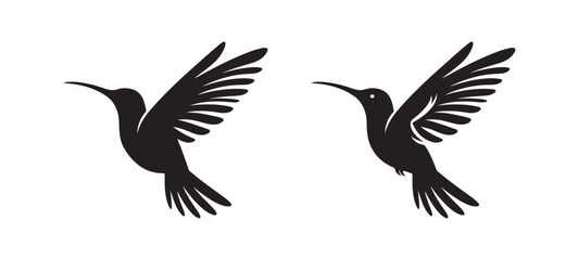 Fototapeta premium Hummingbirds in Flight Vector Silhouette Illustrations