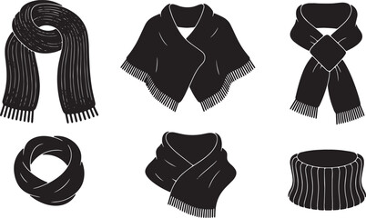 Black Solid Cozy Autumn Scarf and Shawl Silhouette Fashion Icons © AADIL