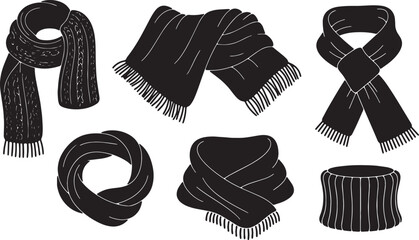 Black Solid Cozy Autumn Scarf and Shawl Silhouette Fashion Icons © AADIL