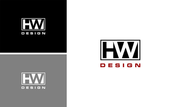 HW design logo vector icon modern minimalist monogram letter mark black white professional branding identity clean geometric style