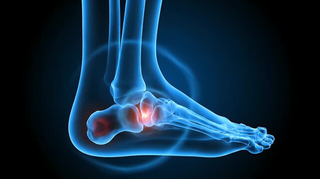 Anatomical X-ray of the Human Foot Showing Inflammation in the Heel Bone.