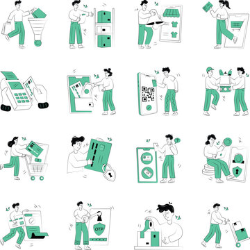 Set of E Commerce Doodle Style Illustrations 

