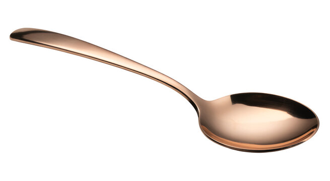Copper spoon shiny metal kitchen isolated on a transparent background