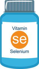 Fototapeta premium Selenium Vitamin Supplement Bottle Vector