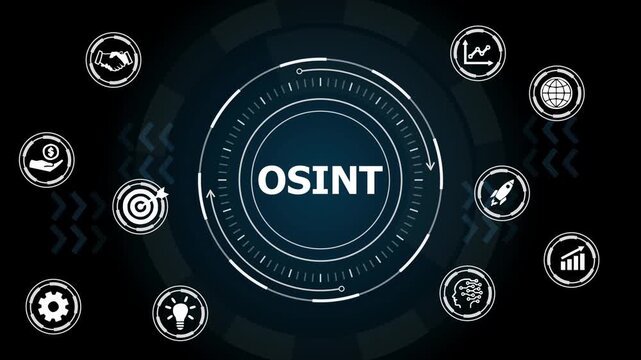 OSINT Open-Source Intelligence Cybersecurity Data Analysis Concept Animation.