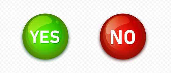 Glossy red cross and green checkmark buttons. Correct and incorrect choice © Artsiom Kusmartseu