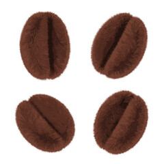Fototapeta premium Four Roasted Coffee Beans Isolated on White Background 38.
