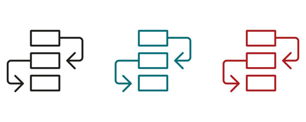 Dependency icon vector set, outline style dependency icons vector in trendy flat style illustration isolated on white background.