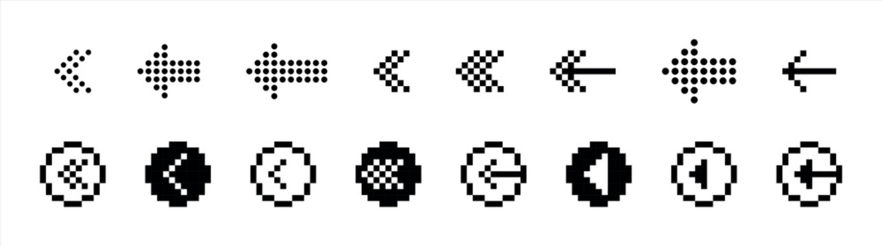 Pixelated Arrow Vector Icons in Various Styles