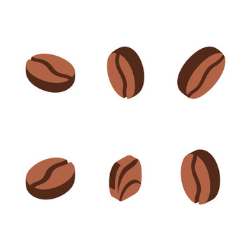 Illustration of Six Coffee Beans in Different Angles.