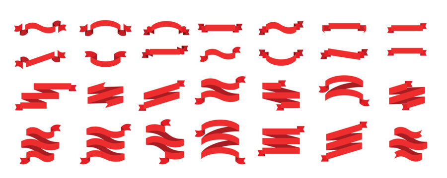 Red Ribbon Banners Vector Collection for Design
