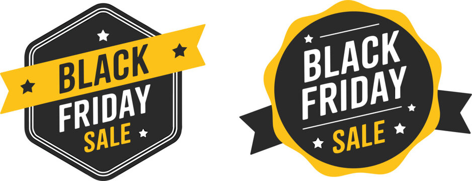Black Friday sale badges set, promotional discount labels for shopping marketing retail design