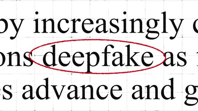 deepfake highlighted words with documentary style tex animation an report