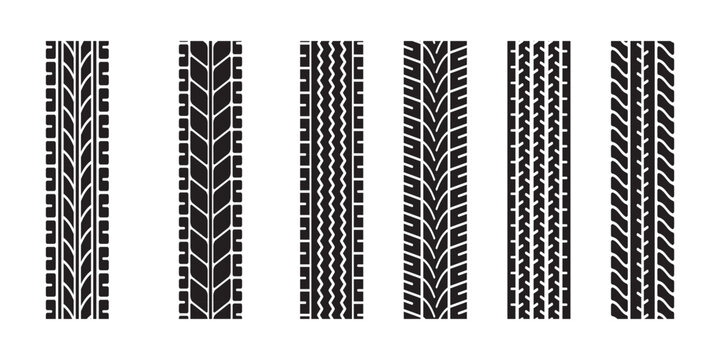 Variety of Tire Tread Patterns Vector Illustration Collection