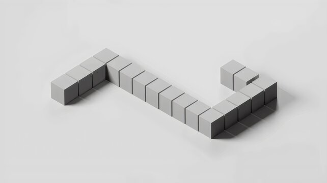 Elevated view of L-shaped cubic block path &ndash; Suitable for career pivots, pathfinding concepts, or clean web backgrounds.