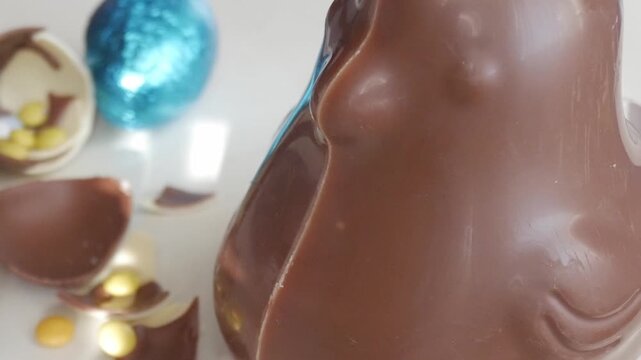 Easter chocolate eggs unwrapped, joyful and festive celebration
