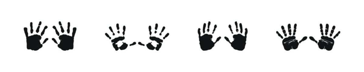 Fototapeta premium Black Handprint Silhouettes Vector Set