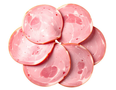 Circular pink meat slices arranged in a floral pattern