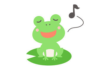 Naklejka premium 歌を歌うかわいい蛙のベクターイラスト
