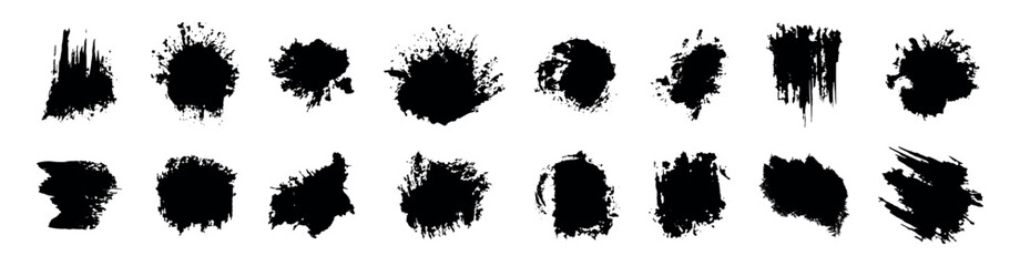 Obraz premium Black Ink Splatter Textures Vector Set