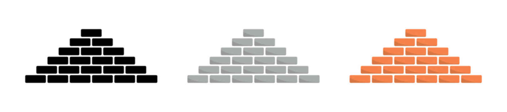 Pyramid Stack of Bricks in Three Styles Vector Set