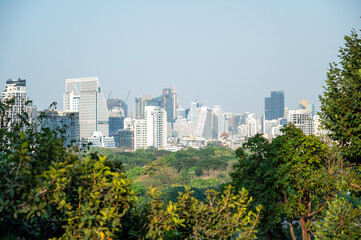 Fototapeta premium Urban landscape overview city skyline photography nature aerial view modern architecture