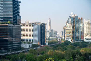 Obraz premium Cityscape overview modern skyscrapers urban environment daylight view business district
