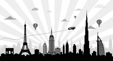 City Skyline with Hot Air. © icol