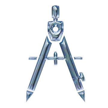 drafting compass Glassmorphism 3D Render Icons