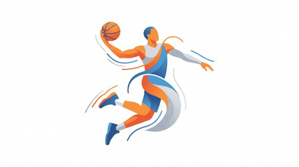 Obraz premium Man playing basketball in mid air.