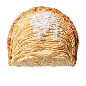 Sfogliatella Italian pastry crispy layers macro detail of a traditional sweet isolated on a transparent background