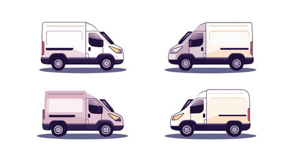Naklejka premium Pixelated illustration of four delivery vans in different shades with a neutral background