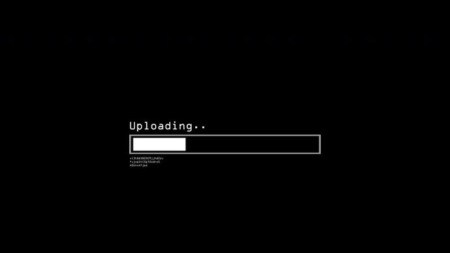 Uploading Progress Bar on Alpha Channel with Digital Data Text and Clean Minimal UI Interface Animation Loop
