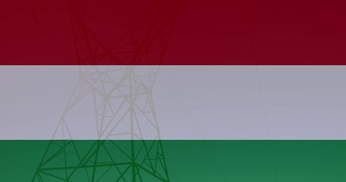 Animation of flag of hungary over pylon
