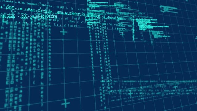 Animation of data processing on navy background
