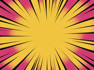 Fototapeta premium A vibrant pop art background with yellow and pink explosion lines