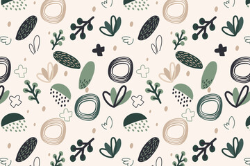 Fototapeta premium Botanical science elements with plants and DNA helix flat design vector illustration